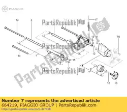 Here you can order the silent block support bracket from Piaggio Group, with part number 664219: