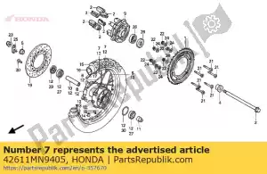 Honda 42611MN9405 conjunto de radios b, rr. (a9x210) - Lado inferior