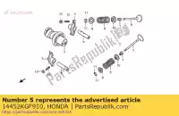 14452KGF910, Honda, arbre, ex. culbuteur honda sh i  d pspes fes pantheon swing a nes arobase pes r fes125 nes150 sh125 sh150 pes125 pes150 fes125a fes150 fes150a sh125s sh150s pes125r pes150r sh125r sh150r sh125d sh150d 150 125 , Nouveau