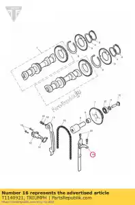 triumph T1140921 lâmina para esfregar camchain - Lado inferior