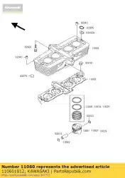 Ici, vous pouvez commander le joint, base de cylindre zr550-b7 auprès de Kawasaki , avec le numéro de pièce 110601812: