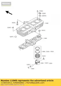 kawasaki 110601812 junta, base do cilindro zr550-b7 - Lado inferior