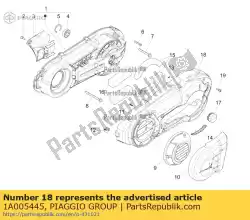 Ici, vous pouvez commander le couvercle d'insonorisation de transmission auprès de Piaggio Group , avec le numéro de pièce 1A005445: