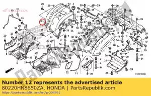 Honda 80220HN8650ZA guarda-lamas, r. rr. lado * nh1 * (nh1 preto) - Lado inferior