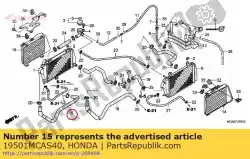 Here you can order the hose r,radiator f from Honda, with part number 19501MCAS40: