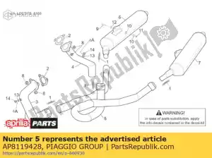 Piaggio Group AP8119428 tuyau echappement cent - Côté gauche