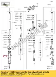 Here you can order the pipe-left fork outer,f. S ex250 from Kawasaki, with part number 44005010218R: