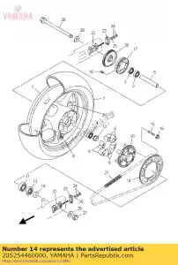 yamaha 20S254460000 roda dentada, acionada (46t) - Lado inferior