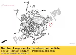 honda 12100HN8A60 cylinder comp. - Bottom side