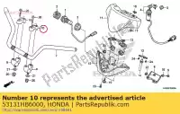 53131HB6000, Honda, suporte, alça superior honda  cn st trx vfr 90 250 300 400 450 500 650 680 700 800 1100 1994 1996 1997 1998 1999 2000 2001 2004 2005 2006 2007 2008 2009 2010 2011 2012 2013 2017 2018 2019 2020, Novo