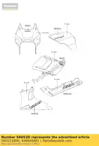 kawasaki 560521890 marca, carenado lwr, 600 zx600-e11 - Lado inferior