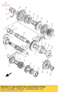 yamaha 4TV171610000 gear, 6th pinion - Bottom side