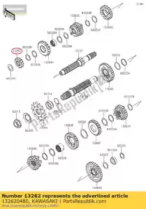 kawasaki 132620480 engrenagem, entrada 2ª, 15t klx250s9f - Lado inferior