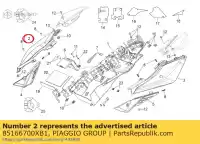 85166700XB1, Piaggio Group, rechter achterkuip. wit aprilia  shiver 750 2007 2008 2009 2010, Nieuw