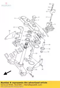 Suzuki 5131127E00 cabeza, tallo de cuerda - Lado inferior