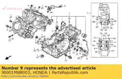 Aqui você pode pedir o lavadora de parafusos, 10x80 em Honda , com o número da peça 90001MBB003: