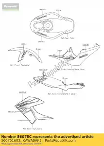 Kawasaki 560751603 patrón, sudario, rh, lwr - Lado inferior
