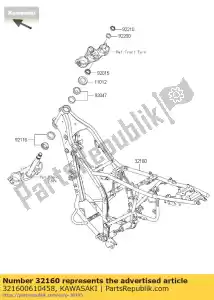 Kawasaki 321600610458 frame-comp, p.silver - Lado inferior