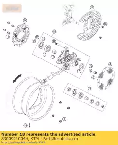 ktm 83009010044 piasta ko?a przedniego kpl. sp 2008 - Dół