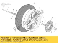 AP8128156, Piaggio Group, Rueda delantera. gris aprilia derbi  rambla sport city sport city cube 125 250 300 2004 2005 2006 2007 2008 2009 2010, Nuevo