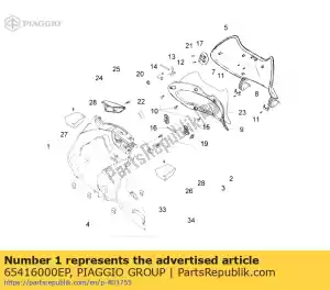 Piaggio Group 65416000EP complete front top box - Bottom side