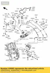 Here you can order the hose-brake,hu-fr m/cylin zg140 from Kawasaki, with part number 430950494: