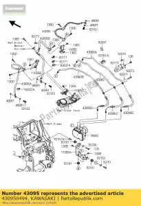 kawasaki 430950494 hose-brake,hu-fr m/cylin zg140 - Bottom side