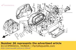 Aqui você pode pedir o prato, conjunto de captura do alforje (b) em Honda , com o número da peça 81323MN5010:
