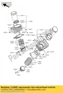 Kawasaki 110051768 cylinder-engine,fr - Bottom side