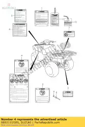 Here you can order the label,general w from Suzuki, with part number 6892131G00: