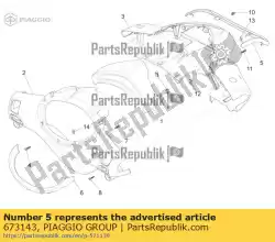 Aqui você pode pedir o estrutura da tampa do guidão dianteiro em Piaggio Group , com o número da peça 673143: