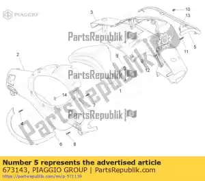 Piaggio Group 673143 estrutura da tampa do guidão dianteiro - Lado inferior