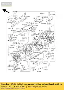 Kawasaki 150111371 carburetor,lh,outside - Bottom side