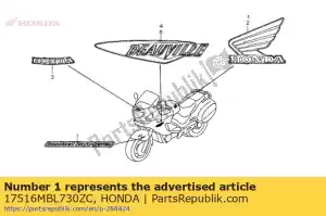 Honda 17516MBL730ZC mark, r. fuel tank *type6 - Bottom side