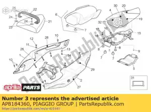 Piaggio Group AP8184360 carenagem traseira. vermelho - Lado inferior