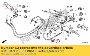 Honda 43455KZL930 clamper, rr. cable de freno - Lado inferior