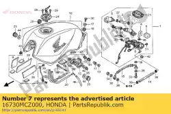 Here you can order the pump sub assy., fuel from Honda, with part number 16730MCZ000: