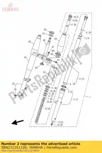 yamaha 5BN231261100 tubo, externo (esquerdo) - Lado inferior