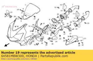 honda 64581MBW300 kussen, luchtkanaalhoes - Onderkant