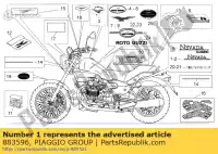 883596, Piaggio Group, etiqueta del panel lateral derecho nevada moto-guzzi nevada classic ie 750 2009, Nuevo