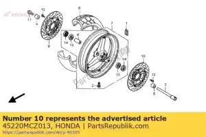 Honda 45220MCZ013 disco comp., l. fr. freno - Lado inferior