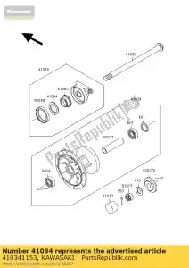 Kawasaki 410341153 drum-assy, ??voorrem - Onderkant