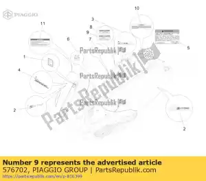 Piaggio Group 576702 batterij sticker - Onderkant