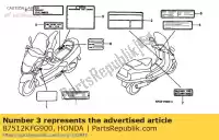 87512KFG900, Honda, étiquette, accessoires et chargement honda  fjs nes pes sh 125 150 250 600 1998 2005 2006 2007 2008 2009, Nouveau