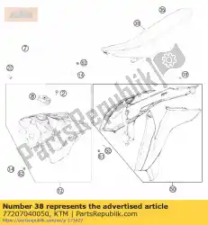 Aquí puede pedir cubierta de asiento de KTM , con el número de pieza 77207040050: