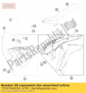 ktm 77207040050 cubierta de asiento - Lado inferior