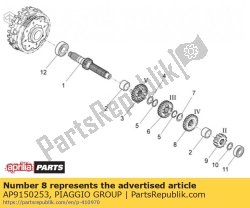 Aprilia AP9150253, Versnelling 4a su prim. z = 19, OEM: Aprilia AP9150253