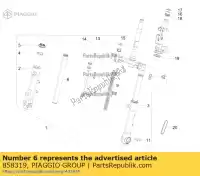 858319, Piaggio Group, puntal de horquilla aprilia derbi piaggio  lbmc50100, lbmc50101 lbmm70100 sport city sport city one sr sr motard typhoon variant sport zapc506b zapm707e zd4cs5,  zdpsba00 zdpsg000 50 125 2008 2009 2010 2011 2012 2013 2016 2017 2018 2019 2020 2021 2022, Nuevo