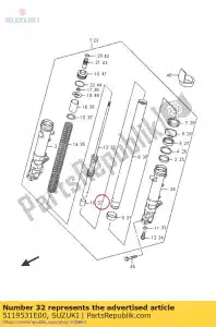 Suzuki 5119531E00 peça, fechadura de óleo - Lado inferior