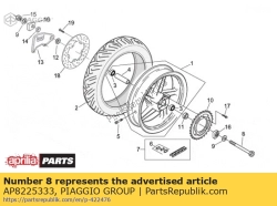 Aprilia AP8225333, Rear wheel spindle, OEM: Aprilia AP8225333